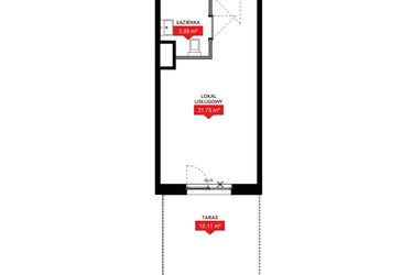 Rzut - Mieszkanie na sprzedaż 1 pokój o powierzchni 25,65 m² - numer A1 012LU w 29L - Apartamenty inwestycyjne
