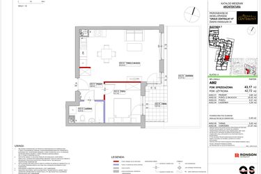 Rzut - Mieszkanie na sprzedaż 2 pokoje o powierzchni 43,17 m² - numer 7.A002 w Ursus Centralny etap VI