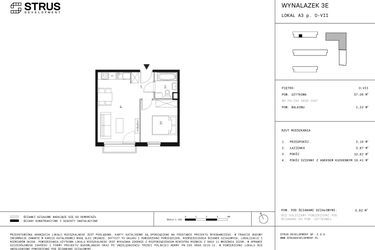 Rzut - Mieszkanie na sprzedaż 2 pokoje o powierzchni 37,02 m² - numer A3.6 w Wynalazek 3A