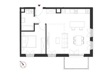 Rzut - Mieszkanie na sprzedaż 2 pokoje o powierzchni 55,54 m² - numer A.2.10 w Apartamenty Symfonia