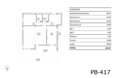 Rzut - Dom na sprzedaż 3 pokoje o powierzchni 82,69 m² - numer 0-417 w Domy w San Miguel de Salinas - 87172235