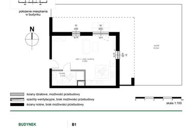 Rzut - Mieszkanie na sprzedaż 1 pokój o powierzchni 36,83 m² - numer 1 w Wędrowna