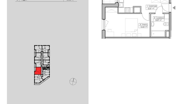 Rzut - Mieszkanie na sprzedaż 2 pokoje o powierzchni 48,55 m² - numer 2.A92 w Niebieski Bursztyn II