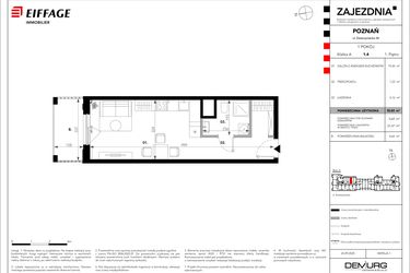 Rzut - Mieszkanie na sprzedaż 1 pokój o powierzchni 30,81 m² - numer A.1.4 w Zajezdnia