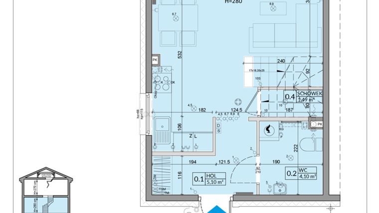 Rzut - Dom na sprzedaż 3 pokoje o powierzchni 75,74 m² - numer 22A w Zielono Mi 2 etap 2