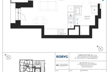 Rzut - Mieszkanie na sprzedaż 1 pokój o powierzchni 29,01 m² - numer A1/1M01 w Sky Point - Apartamenty Inwestycyjne