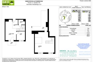 Rzut - Mieszkanie na sprzedaż 4 pokoje o powierzchni 68,44 m² - numer A21 w Jasielska 8C