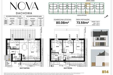 Rzut - Dom na sprzedaż 4 pokoje o powierzchni 80,54 m² - numer B14 w Nova Dachowa II