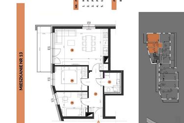 Rzut - Mieszkanie na sprzedaż 3 pokoje o powierzchni 57,59 m² - numer 13 w Buraczana 27