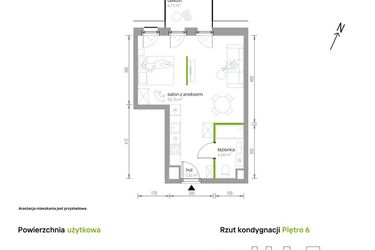 Rzut - Mieszkanie na sprzedaż 1 pokój o powierzchni 38,57 m² - numer 6/A/08 w Kijowska Vita