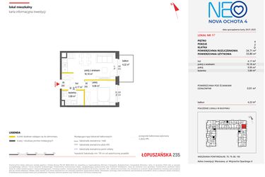 Rzut - Mieszkanie na sprzedaż 2 pokoje o powierzchni 34,71 m² - numer 97 w Neo Nova Ochota 4