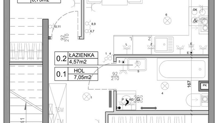 Rzut - Mieszkanie na sprzedaż 3 pokoje o powierzchni 48,03 m² - numer 41 w Manufaktura Marki 2 etap II