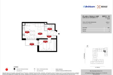 Rzut - Mieszkanie na sprzedaż 2 pokoje o powierzchni 45,99 m² - numer BR21/10 w Browary Wrocławskie 2