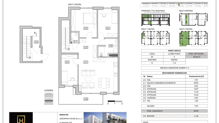 Rzut - Mieszkanie na sprzedaż 4 pokoje o powierzchni 82,26 m² - numer 26 w Nova Jeziorowa