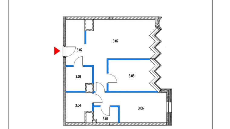 Rzut - Mieszkanie na sprzedaż 3 pokoje o powierzchni 74,68 m² - numer 20 w Garbary 68