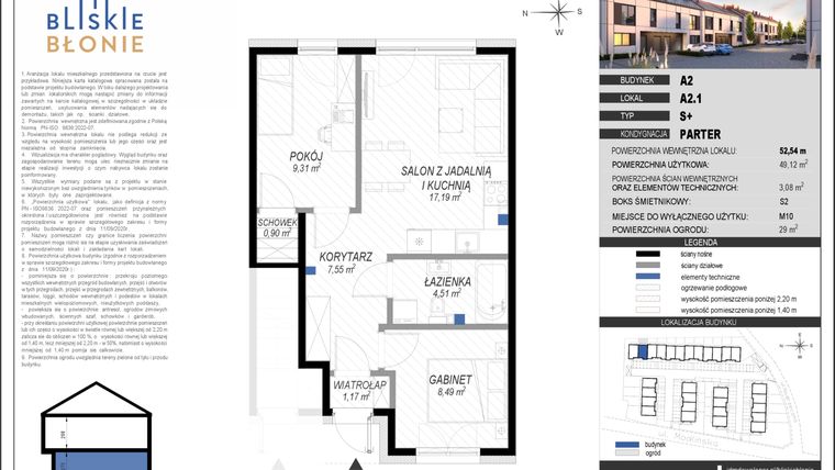 Rzut - Dom na sprzedaż 3 pokoje o powierzchni 49,12 m² - numer A2-1 w Bliskie Błonie