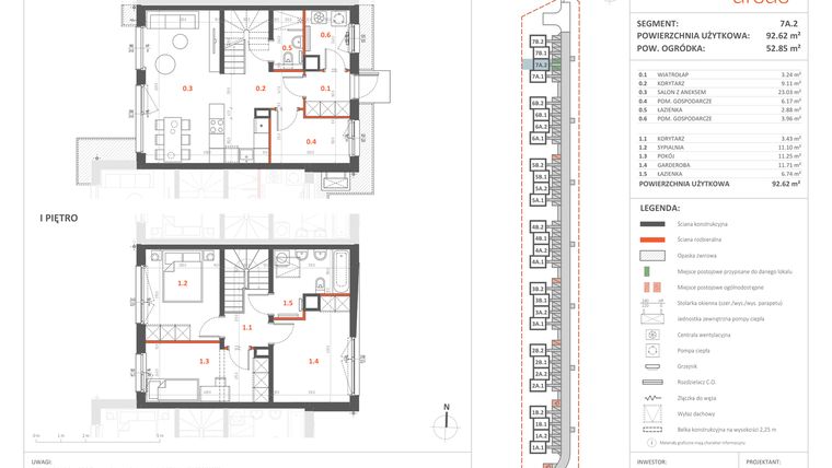Rzut - Dom na sprzedaż 5 pokoi o powierzchni 92,62 m² - numer 7A.2 w Przystanek Ursus