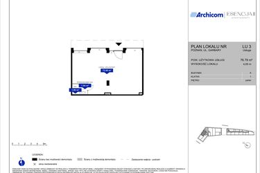 Rzut - Lokal użytkowy na sprzedaż 1 pokój o powierzchni 76,79 m² - numer Ax 3LU w Apartamenty Esencja II