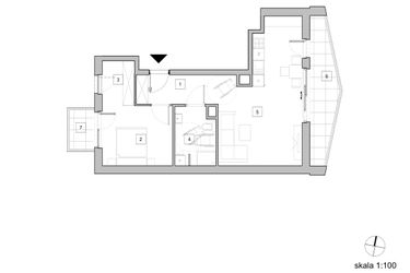 Rzut - Mieszkanie na sprzedaż 2 pokoje o powierzchni 55,37 m² - numer D1_3 w ATAL Zawiślańska