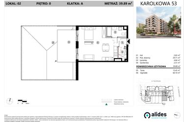 Rzut - Mieszkanie na sprzedaż 1 pokój o powierzchni 39,89 m² - numer A.00.L.02 w ReVola