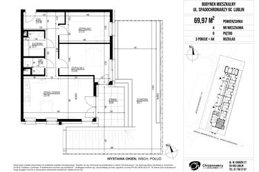 Rzut - Mieszkanie na sprzedaż 3 pokoje o powierzchni 69,97 m² - numer 4 w Vieniava edycja druga