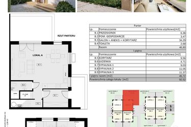 Rzut - Dom na sprzedaż 4 pokoje o powierzchni 92,52 m² - numer Chopina 52A/2 w Kameralny Gruszczyn