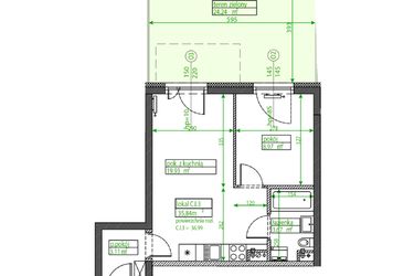 Rzut - Mieszkanie na sprzedaż 1 pokój o powierzchni 35,69 m² - numer C.I.3 w Osiedle Opolska