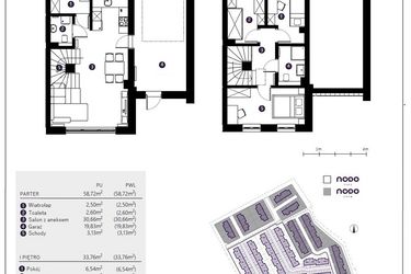 Rzut - Dom na sprzedaż 4 pokoje o powierzchni 92,48 m² - numer 17A w Osiedle Nodo