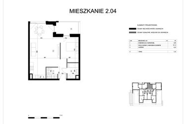 Rzut - Mieszkanie na sprzedaż 1 pokój o powierzchni 57 m² - numer M2.04 w Verde Casa