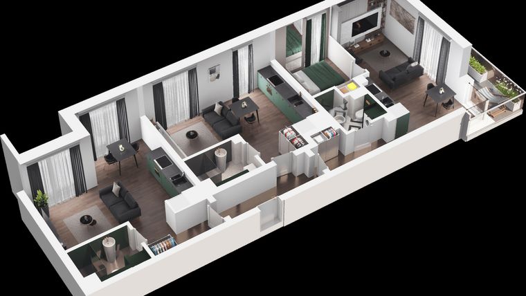 Rzut - Mieszkanie na sprzedaż 4 pokoje o powierzchni 95,25 m² - numer 29 w Apartamenty Zagajnikowa 2