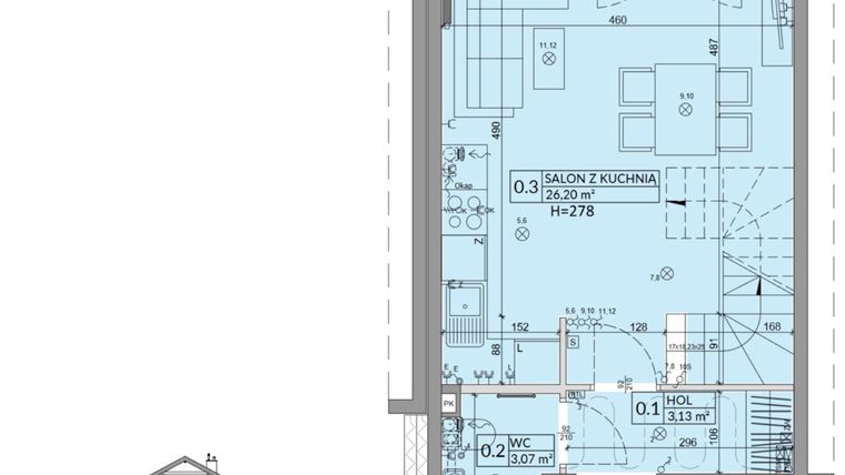 Rzut - Dom na sprzedaż 3 pokoje o powierzchni 68,42 m² - numer 30A w Osiedle Słoneczne etap III