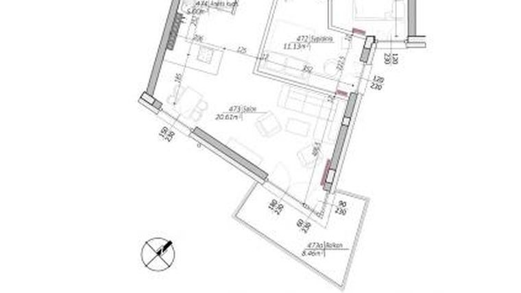 Rzut - Mieszkanie na sprzedaż 3 pokoje o powierzchni 61,75 m² - numer 52 w Anin Park