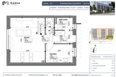 Rzut - Dom na sprzedaż 4 pokoje o powierzchni 83,57 m² - numer 10/1 w Osiedle Leśny Zakątek
