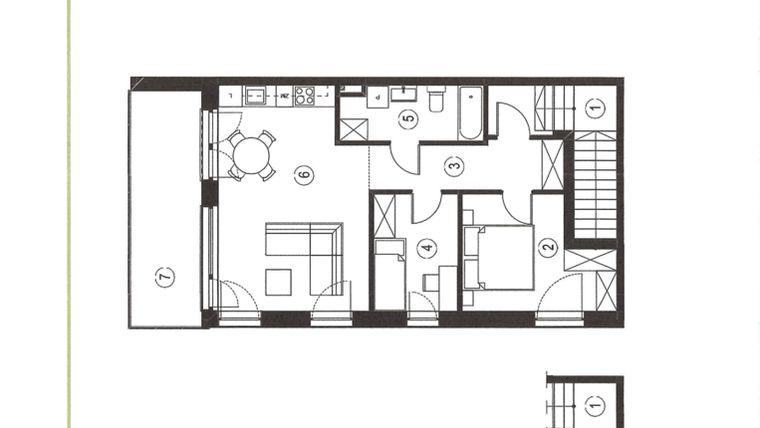 Rzut - Mieszkanie na sprzedaż 3 pokoje o powierzchni 66,95 m² - numer 22_2 w Apartamenty Sielanka