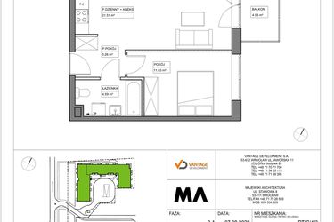 Rzut - Mieszkanie na sprzedaż 2 pokoje o powierzchni 41,19 m² - numer PT/C/4/3 w Przystanek Tarnogaj