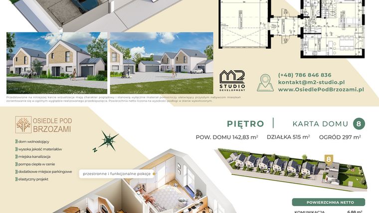 Rzut - Dom na sprzedaż 4 pokoje o powierzchni 142 m² - numer 8 w Osiedle Pod Brzozami etap II