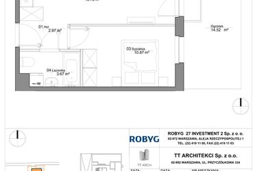 Rzut - Mieszkanie na sprzedaż 2 pokoje o powierzchni 36,23 m² - numer SU3/A/0/2 w Sady Ursynów III