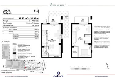 Rzut - Mieszkanie na sprzedaż 2 pokoje o powierzchni 69,44 m² - numer 5.13 w Pino Resort