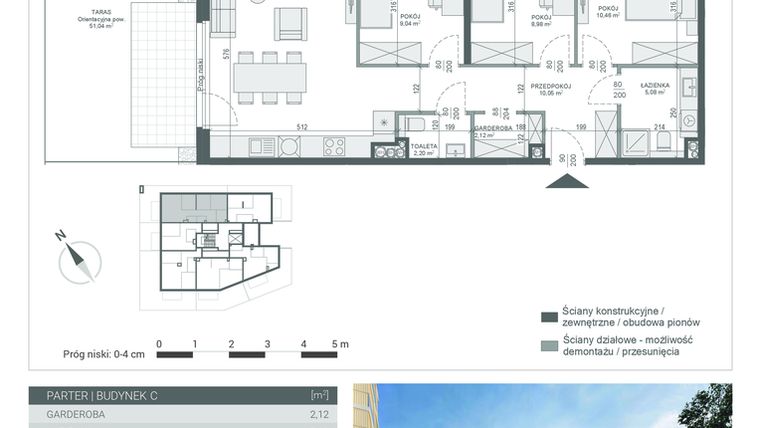 Rzut - Mieszkanie na sprzedaż 4 pokoje o powierzchni 73,48 m² - numer 5 w Unikat Apartamenty C