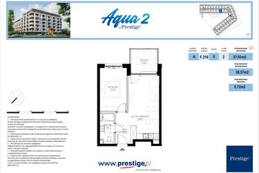 Rzut - Mieszkanie na sprzedaż 2 pokoje o powierzchni 37,93 m² - numer F.216 w Bel Mare (Międzyzdroje)