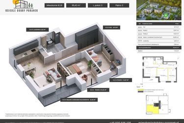 Rzut - Mieszkanie na sprzedaż 3 pokoje o powierzchni 65,42 m² - numer B.2.8 w Dobry Poranek