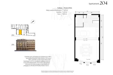 Rzut - Mieszkanie na sprzedaż 1 pokój o powierzchni 58,87 m² - numer G2/4 – 204 w Krupnicza 6/8