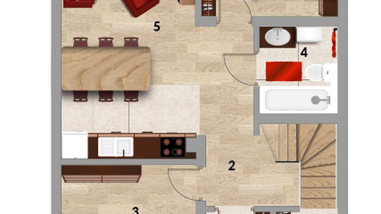 Rzut - Mieszkanie na sprzedaż 3 pokoje o powierzchni 57 m² - numer 2A w Apartamenty Prestige 2.0