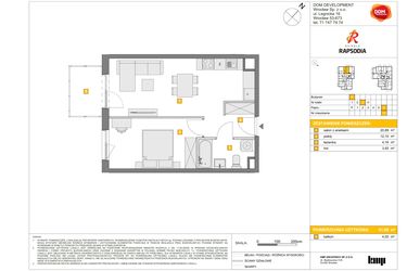 Rzut - Mieszkanie na sprzedaż 2 pokoje o powierzchni 41,08 m² - numer A.110 w Osiedle Rapsodia