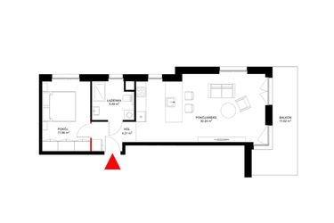 Rzut - Mieszkanie na sprzedaż 2 pokoje o powierzchni 51,4 m² - numer F.5.5 w INSPIRE ETAP V – bud. F, G