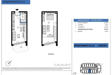 Rzut - Mieszkanie na sprzedaż 2 pokoje o powierzchni 50,79 m² - numer B.2.12 w Wind Yacht