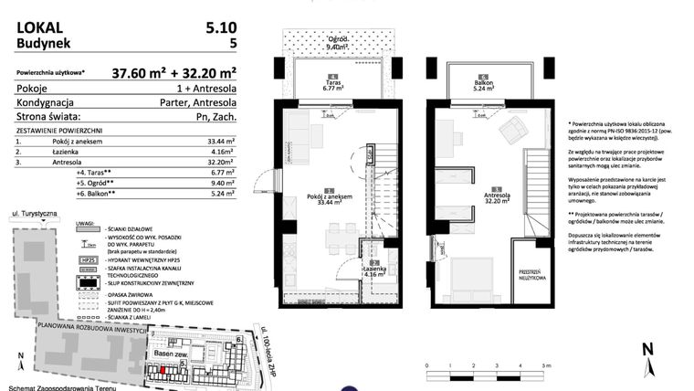 Rzut - Mieszkanie na sprzedaż 2 pokoje o powierzchni 69,8 m² - numer 5.10 w Pino Resort