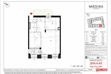 Rzut - Mieszkanie na sprzedaż 3 pokoje o powierzchni 73,49 m² - numer M045 w Warzelnia by Bohema