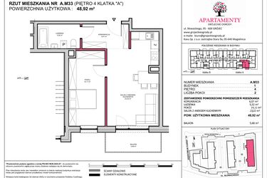 Rzut - Mieszkanie na sprzedaż 2 pokoje o powierzchni 48,92 m² - numer A.33 w Apartamenty Grójeckie Ogrody