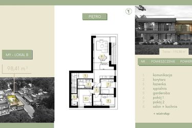 Rzut - Mieszkanie na sprzedaż 4 pokoje o powierzchni 98,41 m² - numer M9-2 w Morelife Apartments etap I i II